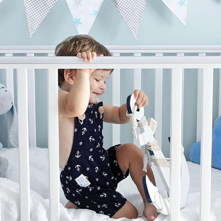 Patut din lemn pentru bebe, inaltime saltea reglabila, Star Baby Alb 120x60 cm [23]