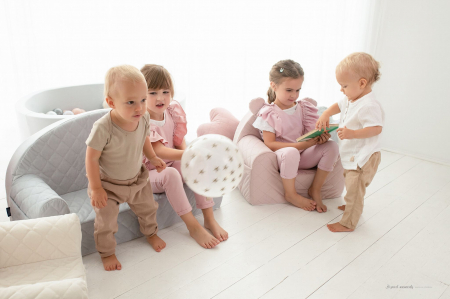 Fotoliu pentru copii cu spatar, catifea Velvet Ursulet Teddy Mint [11]