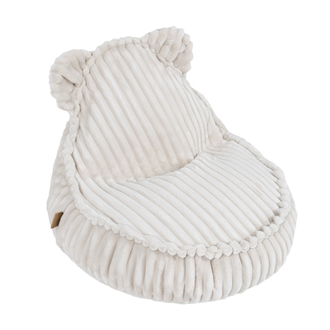 Fotolii - Fotoliu tip puf pentru copii MeowBaby® Churros Teddy Sako Bag – Cotton Candy White, material certificat OEKO-TEX®