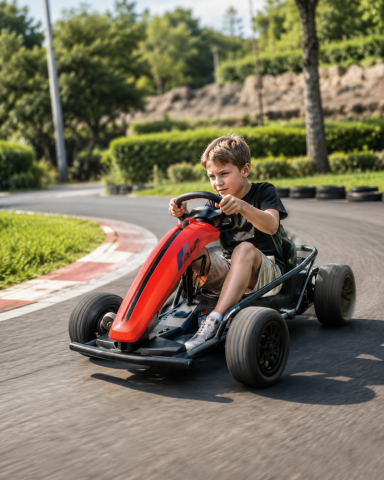 kart - Go-Kart Electric pentru Copii 24V Roșu, cu Funcție Drift – 2 Motoare 775W, Viteză 15 km/h, Centură 5 Puncte | De la 6 Ani, Max. 70 kg