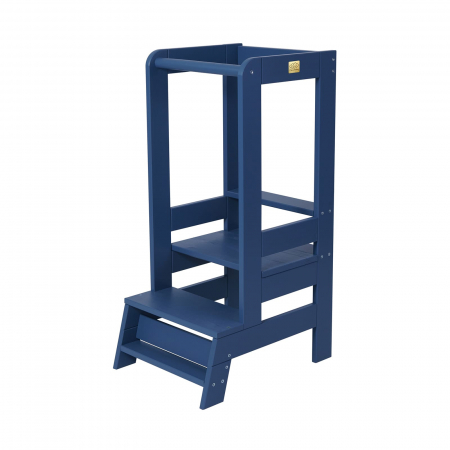 Learning Tower - Inaltator Learning Tower Ajustabil, Ajutor de bucatarie MeowBaby®, lemn Blue inchis
