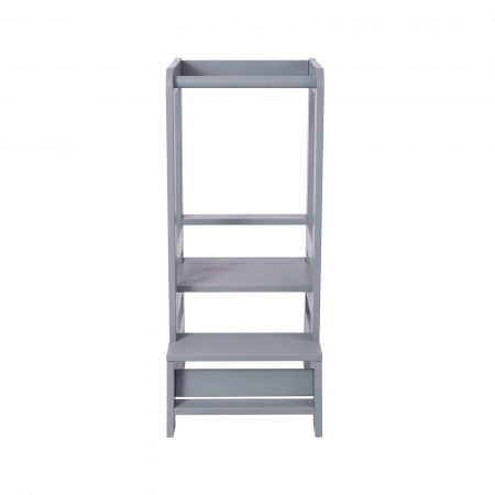 Inaltator Learning Tower Ajustabil, Ajutor de bucatarie MeowBaby®, lemn Gri inchis [3]