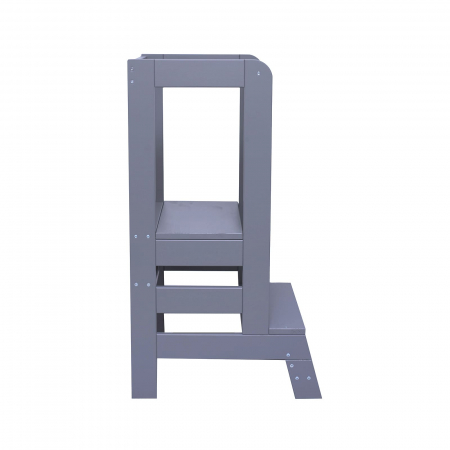 Inaltator Learning Tower Ajustabil, Ajutor de bucatarie MeowBaby®, lemn Gri inchis [2]