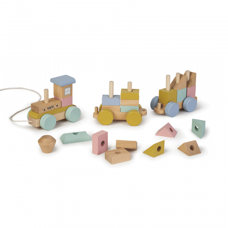 Jucarie din lemn, trenulet cu forme de construit, multicolor, Saro Baby [3]