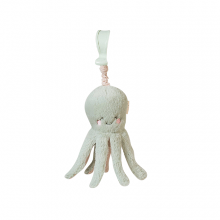 Jucarii senzoriale - Jucarie zornaitoare din plus, agatatoare, design  "Ocean Life” Caracatita, Mint