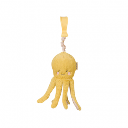 Jucarii senzoriale - Jucarie zornaitoare din plus, agatatoare, design  "Ocean Life” Caracatita, Mustard