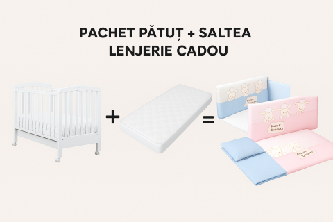 Oferte limitate - Kit pentru somn liniștit → pătuț + saltea Italia + CADOU lenjerie din 3 piese