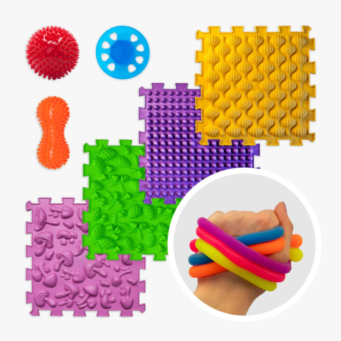 Covorase ortopedice - Kit senzorial ortopedic Ortek – puzzle-uri, mingi și benzi elastice pentru integrare senzorială completă - Copie