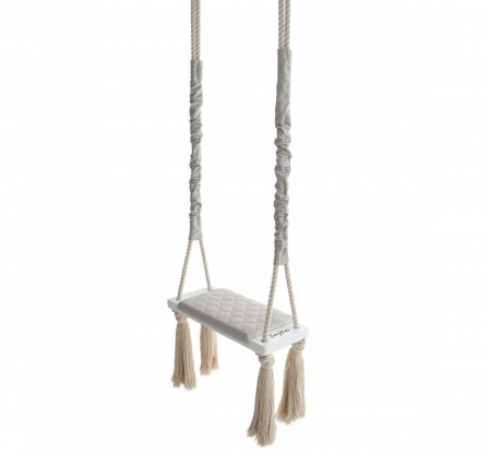 Leagane - Leagan din lemn si spuma pentru copii WoodSwing by BabySteps, Catifea Velvet Ecri