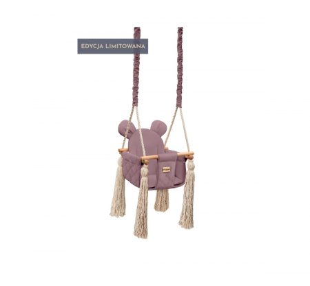 Leagane - Leagan pentru copii si bebelusi, Catifea Velvet, perna detasabila ursulet Teddy Nostalgia Rose