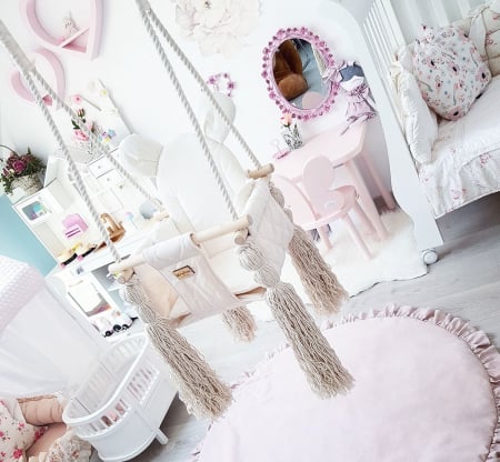 Leagan pentru copii si bebelusi, Catifea Velvet, perna detasabila ursulet Teddy Nostalgia Rose [4]