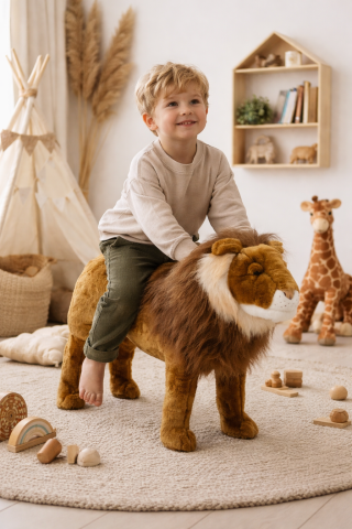 Leu Wild & Soft 56 cm – animal decorativ de șezut din pluș premium, suportă 80 kg [4]