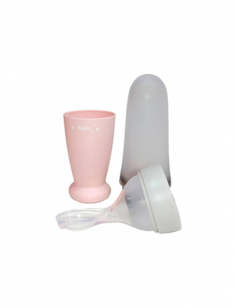 Linguriță cu rezervor pentru bebeluși – silicon alimentar, fără BPA, 90 ml – Roz [3]