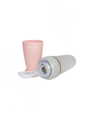 Dispozitive de hrănire - Linguriță cu rezervor pentru bebeluși – silicon alimentar, fără BPA, 90 ml – Roz