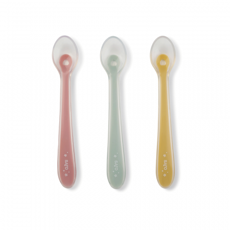 Tacâmuri - Set 3 lingurite ergonomice cu varf foarte moale, perfecte pentru primele mese ale bebelusului