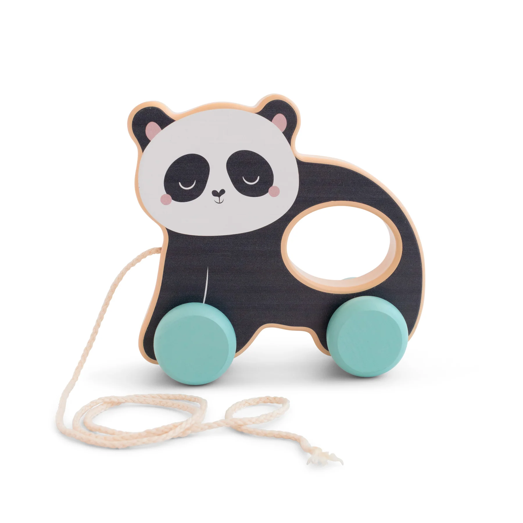 Jucarii din lemn - Pull Along animal Panda, jucarie de tras