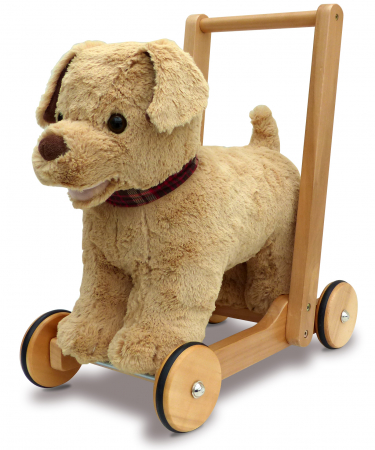 Little Bird Told Me - Dexter Dog Walker, Push Along & Ride On Toy pentru copii de peste 1 an, Golden Labrador Caine Pufos pentru copii mici, Cadru robust din lemn, Scaun căptusit [6]