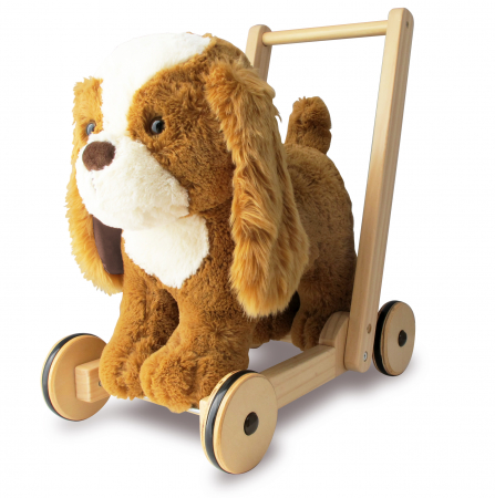 Little Bird Told Me - Peanut Pup Walker, Push Along & Ride On Toy pentru copii de peste 1 an, King Charles Spaniel Caine Pufos pentru copii mici, Cadru robust din lemn, Scaun căptusit [13]