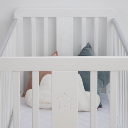Patut din lemn pentru bebe, inaltime saltea reglabila, Star Baby Alb 120x60 cm [16]