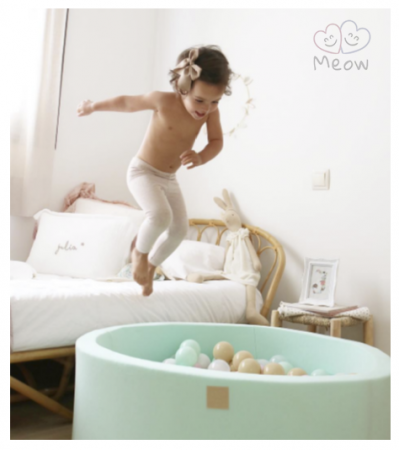Piscina uscata cu 250 de bile (Alb, Mint, Bej, Roz pastel, Transparent) MeowBaby®, Cupcake, 90x30 cm, Mint [5]