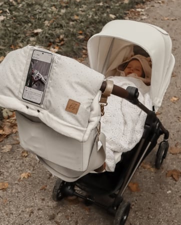 Manusi calduroase pentru carucior universal, Buzunar special pentru acces rapid la telefon, Pentru vremea rece, Impermeabile, Inchidere prin capse, Bej [7]