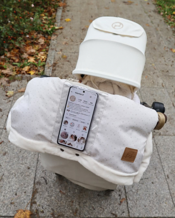 Manusi calduroase pentru carucior universal, Buzunar special pentru acces rapid la telefon, Pentru vremea rece, Impermeabile, Inchidere prin capse, Bej [8]