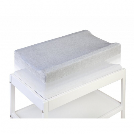 Masă de Înfașat pentru Bebeluși din Lemn Masiv – Woodies Classic Changer, Alb 76x44x86 cm, cu 2 Rafturi Înalte + Saltea din spuma cu Husă din Bumbac [1]