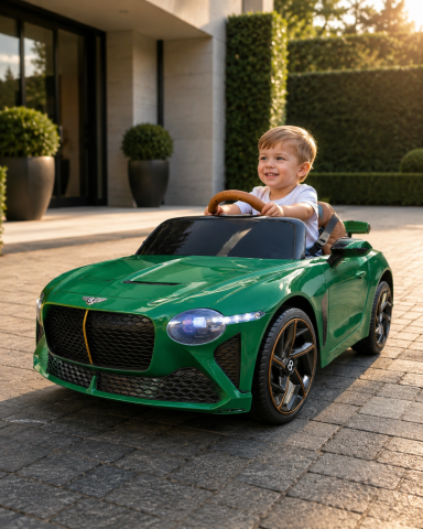 Mașinuțe electrice 12V - Mașină electrică Bentley Bacalar 12V Verde Metalic, Licență Oficială – Uși Verticale, Telecomandă 2.4G