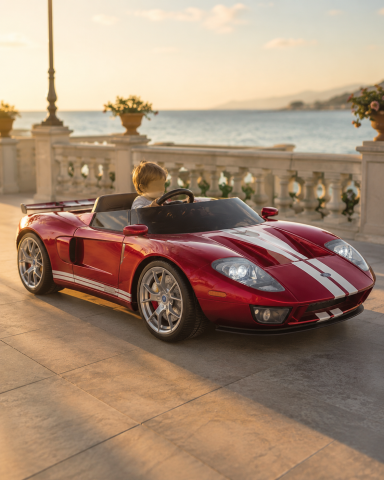 Mașinuțe electrice 24V - Mașină electrică Ford GT 24V Roșu Metalic, 2 Locuri, licență oficială – Telecomandă 2.4G, Uși Funcționale
