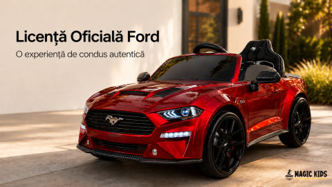 Mașină electrică Ford Mustang 24V, licență oficială – Drift & Telecomandă, roșu metalic premium [1]