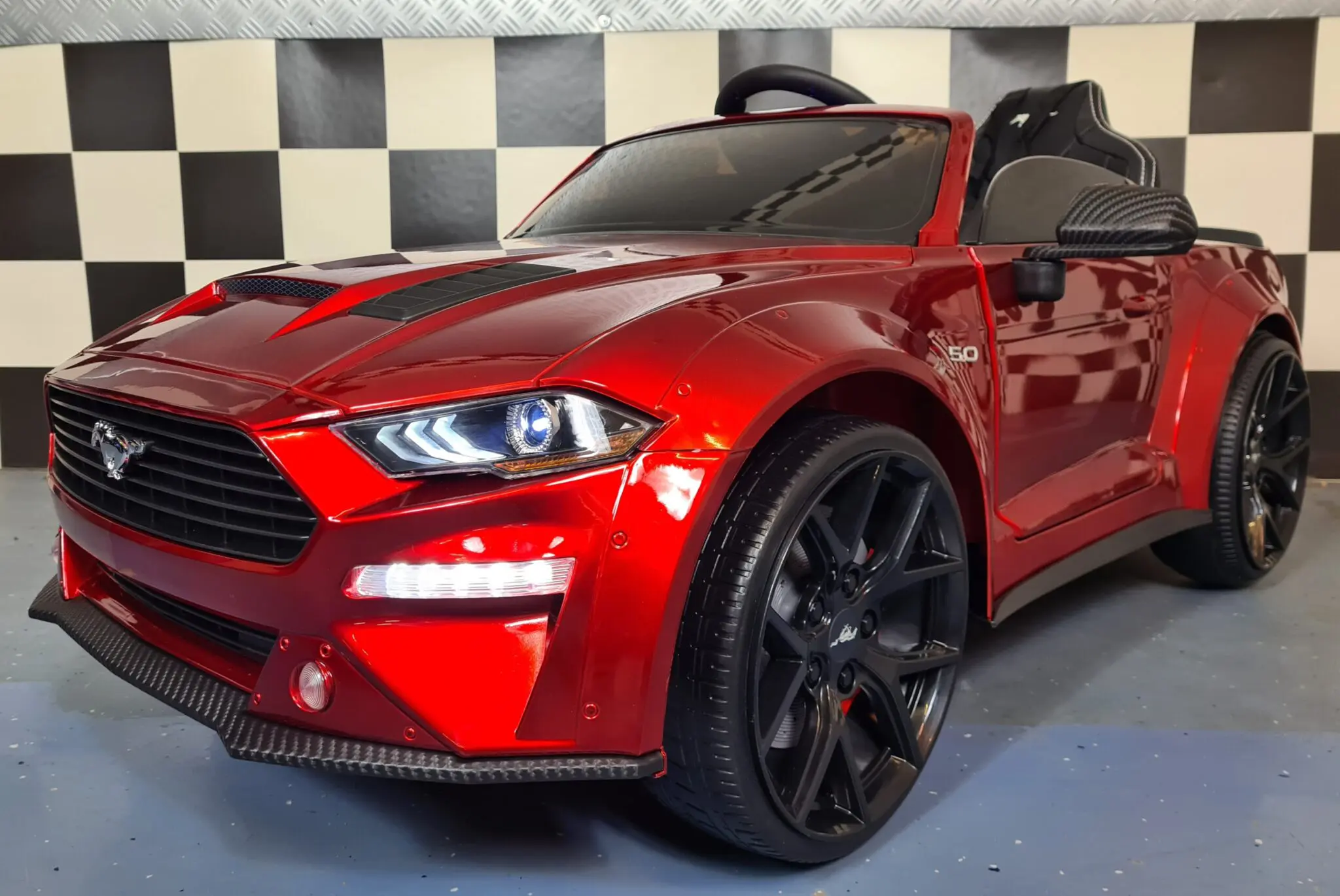Mașină electrică Ford Mustang 24V, licență oficială – Drift & Telecomandă, roșu metalic premium [3]