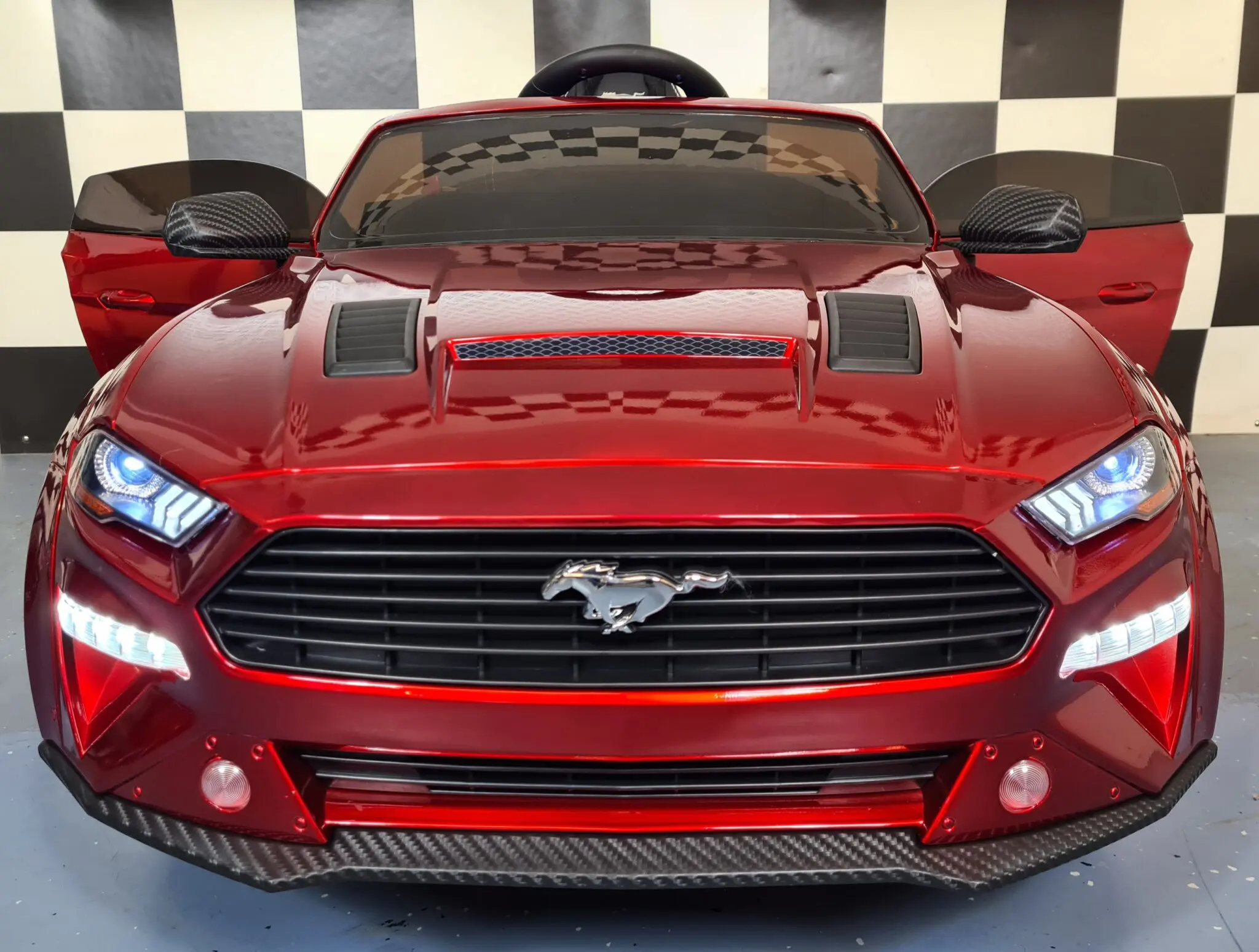 Mașină electrică Ford Mustang 24V, licență oficială – Drift & Telecomandă, roșu metalic premium [4]
