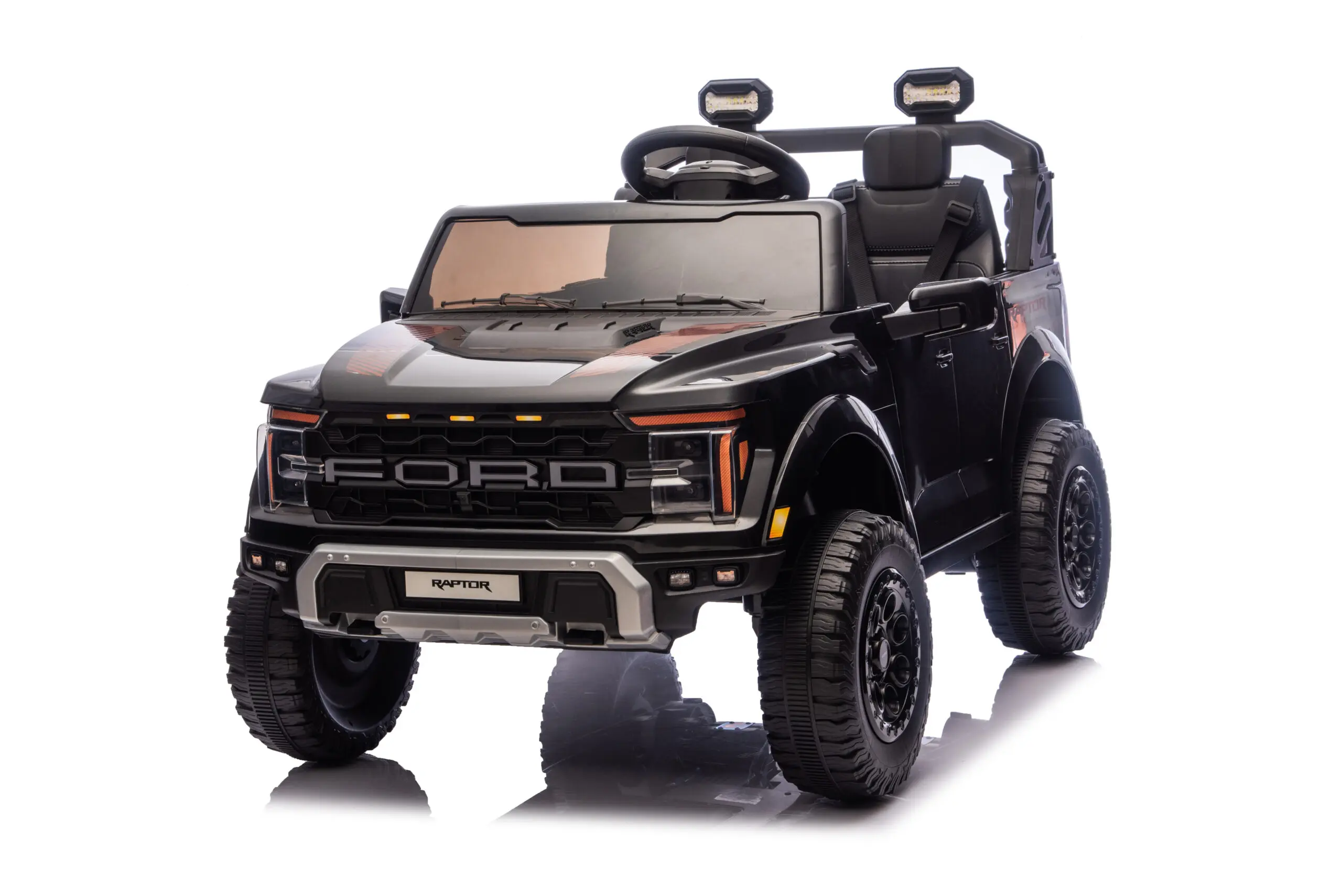 Mașină electrică Ford Raptor 24V Negru, 2 Locuri, licență oficială – Telecomandă 2.4G, Scaun Piele [1]