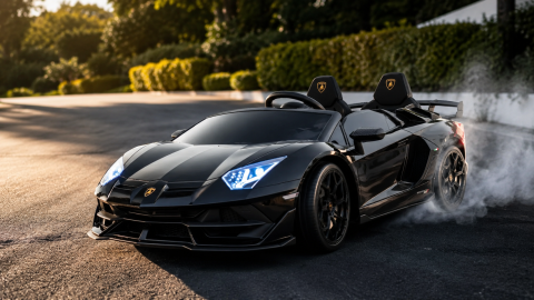 Mașină electrică Lamborghini Aventador SVJ 24V Negru, 2 Locuri, licență oficială – Drift, Uși Verticale, Telecomandă [2]
