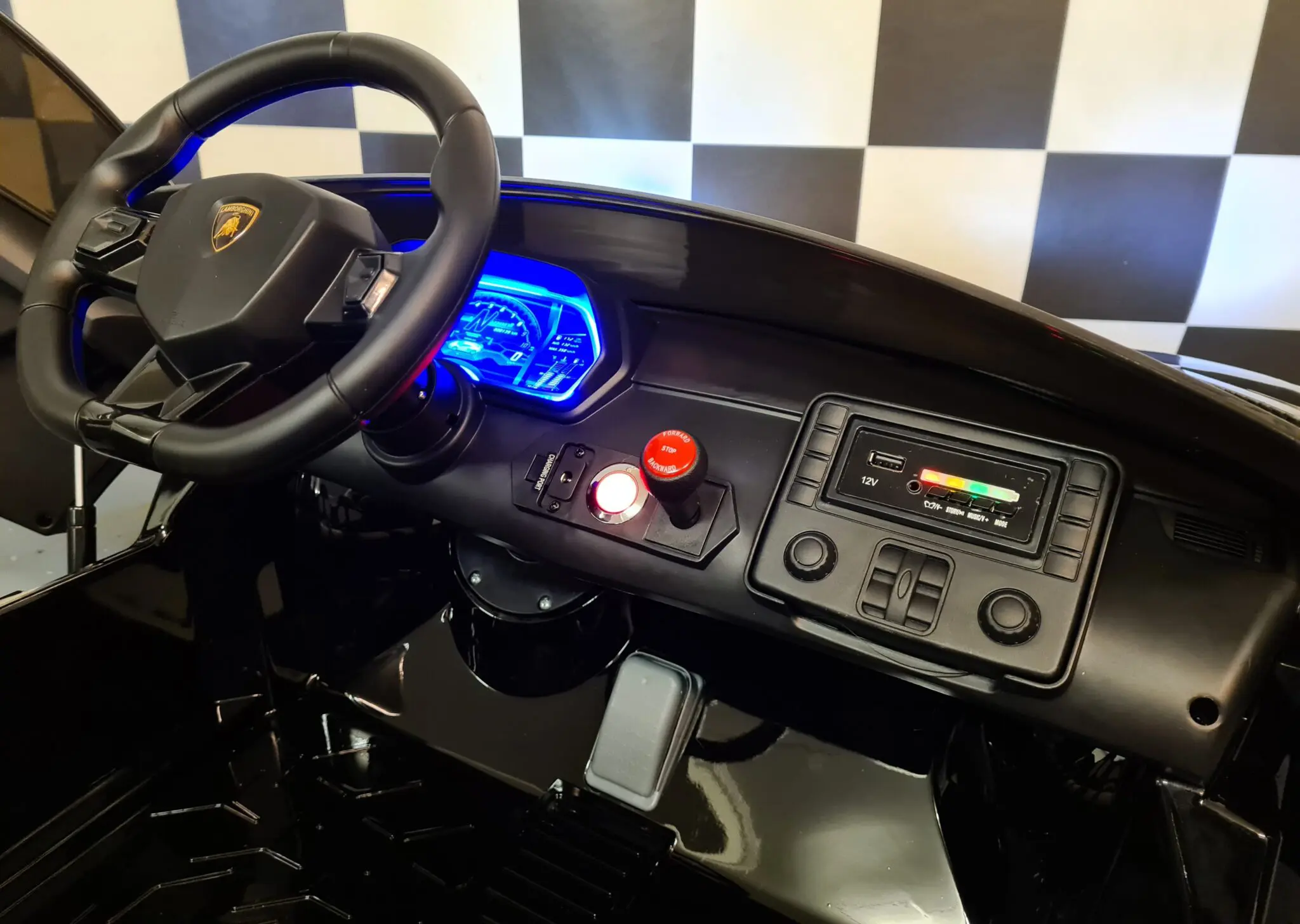 Mașină electrică Lamborghini Aventador SVJ 24V Negru, 2 Locuri, licență oficială – Drift, Uși Verticale, Telecomandă [11]