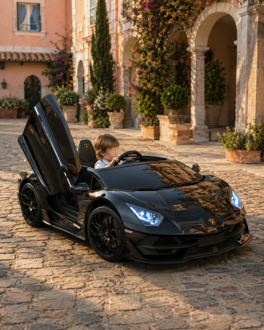 Mașinuțe electrice 24V - Mașină electrică Lamborghini Aventador SVJ 24V Negru, 2 Locuri, licență oficială – Drift, Uși Verticale, Telecomandă