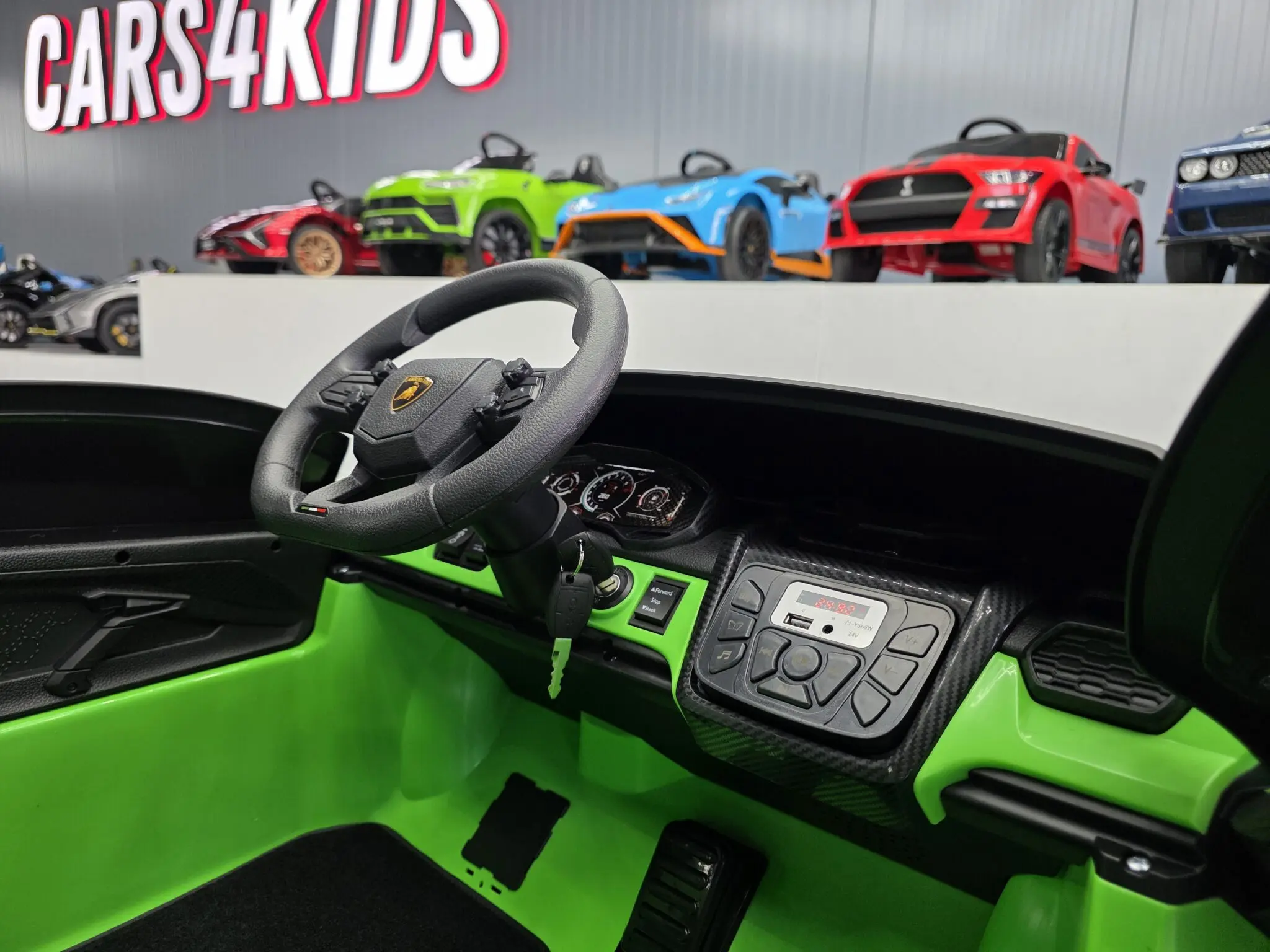Mașină electrică Lamborghini Revuelto 24V Verde, 2 Locuri, licență oficială – Uși Vertical, Telecomandă 2.4G [9]