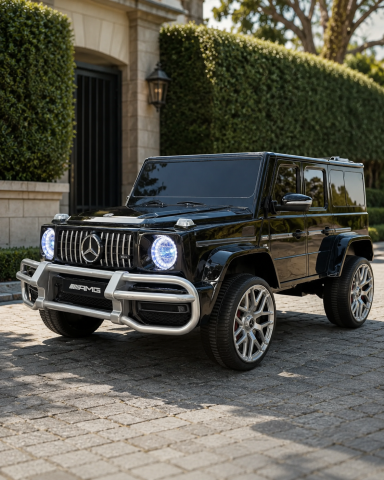 Mașinuțe electrice 24V - Mașină electrică Mercedes G63 AMG 24V Negru Metalic, 2 Locuri, Licență Oficială – Telecomandă 2.4G
