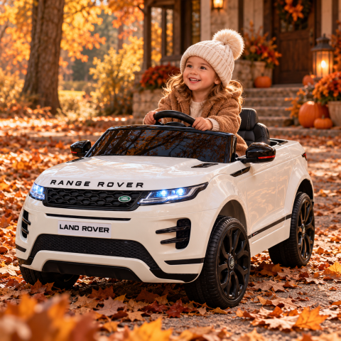 Mașinuțe electrice 12V - Mașină Electrică pentru Copii Range Rover Evoque 12V 10Ah Alb – 4 Motoare, Suspensii, Telecomandă 2.4G, Roți Cauciuc, Scaun Piele | 3 Ani+