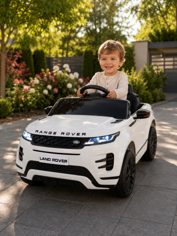 Mașinuțe electrice copii premium - Mașină Electrică pentru Copii Range Rover Evoque 12V 10Ah Alb – 4 Motoare, Suspensii, Telecomandă 2.4G, Roți Cauciuc, Scaun Piele | 3 Ani+