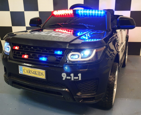 Mașină Electrică Poliție 12V pentru Copii, Negru – Telecomandă 2.4G, Girofar și Sirenă, Scaun Piele | 3-5 Ani [3]