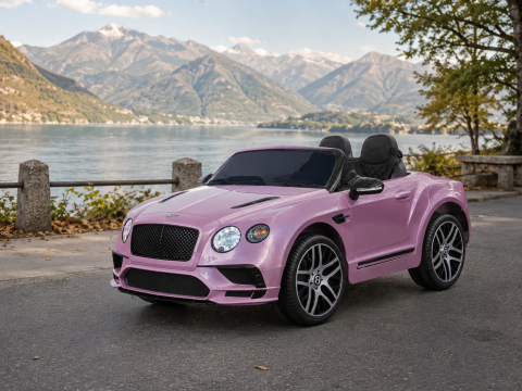 Mașinuță Electrică Copii Bentley Continental 12V, Telecomandă 2.4G, Șa Piele Neagră, Uși Funcționale, Roz Metalizat [1]