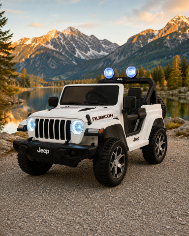 Mașinuțe electrice 12V - Mașinuță Electrică Copii Jeep Wrangler 12V 4x4, Telecomandă, Bluetooth, 4 Motoare, Uși Funcționale, Șa Piele