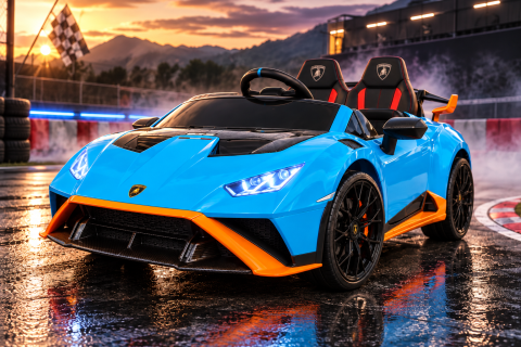 Mașinuță Electrică Copii Lamborghini Huracan STO 12V, Funcție Drift, Telecomandă 2.4G, Bluetooth, USB, Șa Piele, 3-5 ani [1]