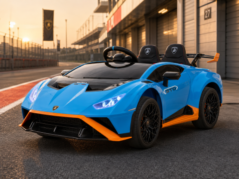 Mașinuțe electrice 12V - Mașinuță Electrică Copii Lamborghini Huracan STO 12V, Funcție Drift, Telecomandă 2.4G, Bluetooth, USB, Șa Piele, 3-5 ani