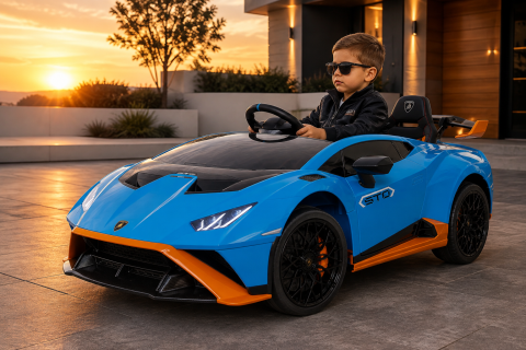 Mașinuță Electrică Copii Lamborghini Huracan STO 12V, Funcție Drift, Telecomandă 2.4G, Bluetooth, USB, Șa Piele, 3-5 ani [1]