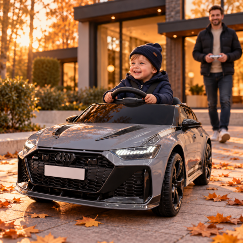 Mașinuțe electrice 12V - Mașinuță electrică pentru copii Audi RS6 Avant GT 12V Gri 112x61x47cm – licență oficială Audi, telecomandă parentală și soft start