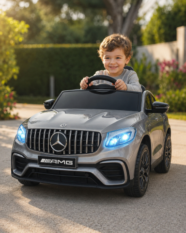 Mașinuțe electrice copii premium - Mașinuță Electrică pentru Copii Mercedes-Benz GLC 63 AMG 12V Gri Mat – 4 Motoare, Suspensii, Bluetooth, Telecomandă 2.4G | 3 Ani+, Max. 30 kg