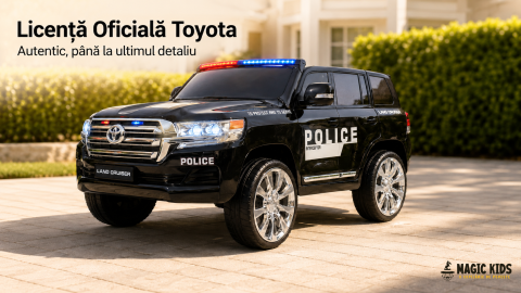Mașinuță Electrică Toyota Land Cruiser Police 24V Negru – Licență Oficială Toyota, Girofar LED, Telecomandă 2.4G | 3-5 Ani [2]