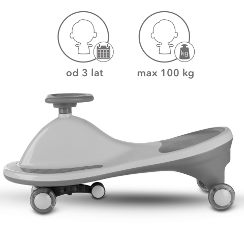Mașinuță gravitațională Kidwell ROLLO Grey cu roți LED, 3+ ani, până la 100 kg [8]
